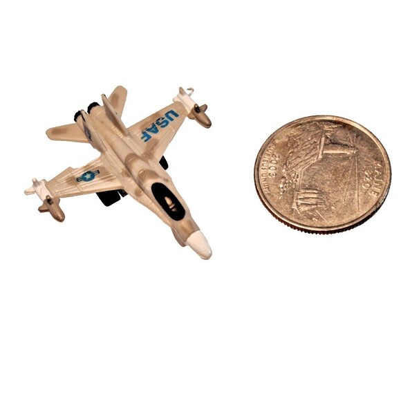 Micro Machines Funrise 1988 mini USAF Fighter Jet Gray-White Blue Lettering - Picture 1 of 4